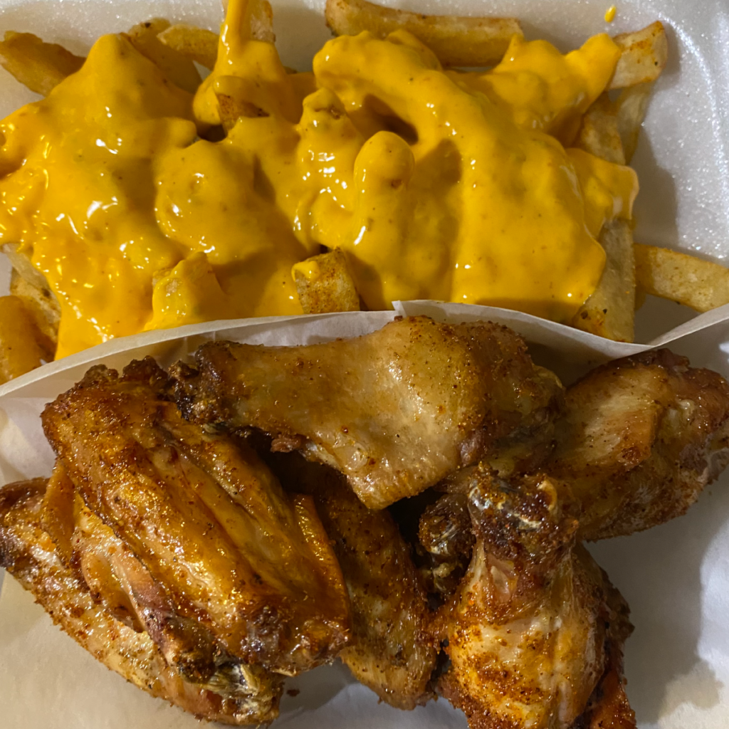 Chicken wings and cheese fries